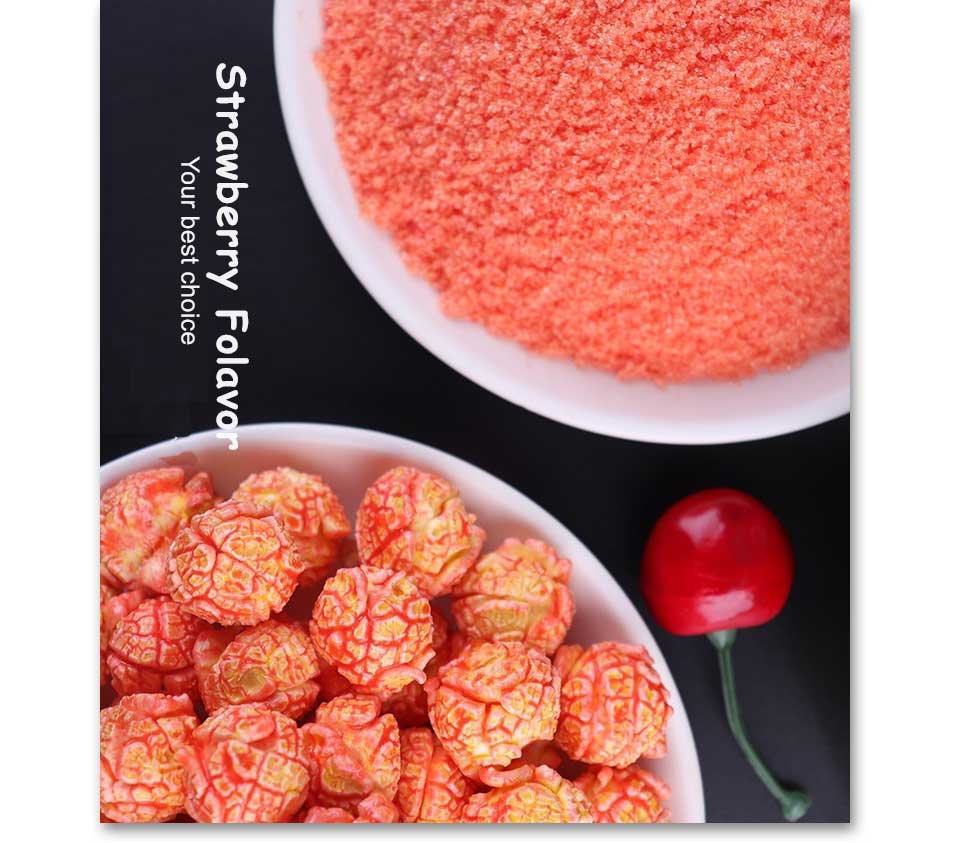 Strawberry coating powder for popcorn